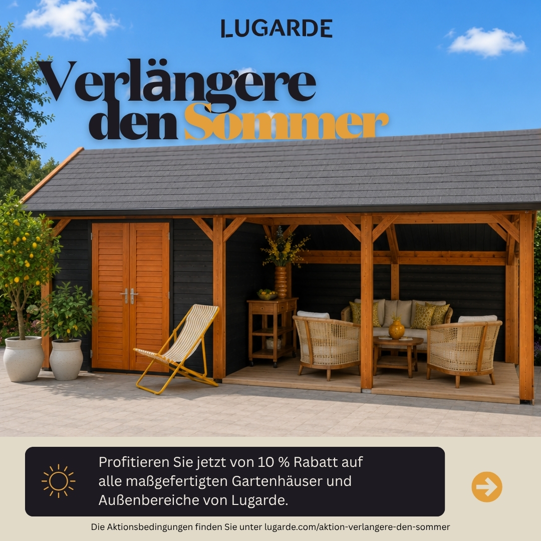 Verlängere den Sommer – Gartenhaus mit Sitzplatz