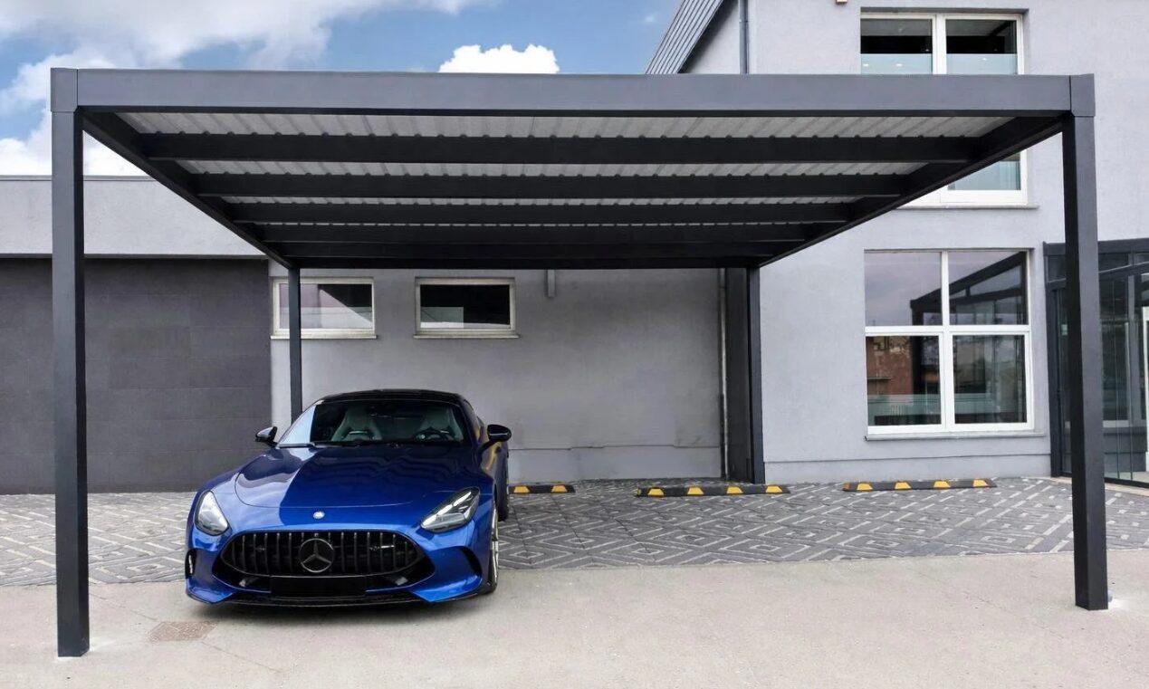 Carport Aluminium anthrazit mit Trapezblech, freistehend